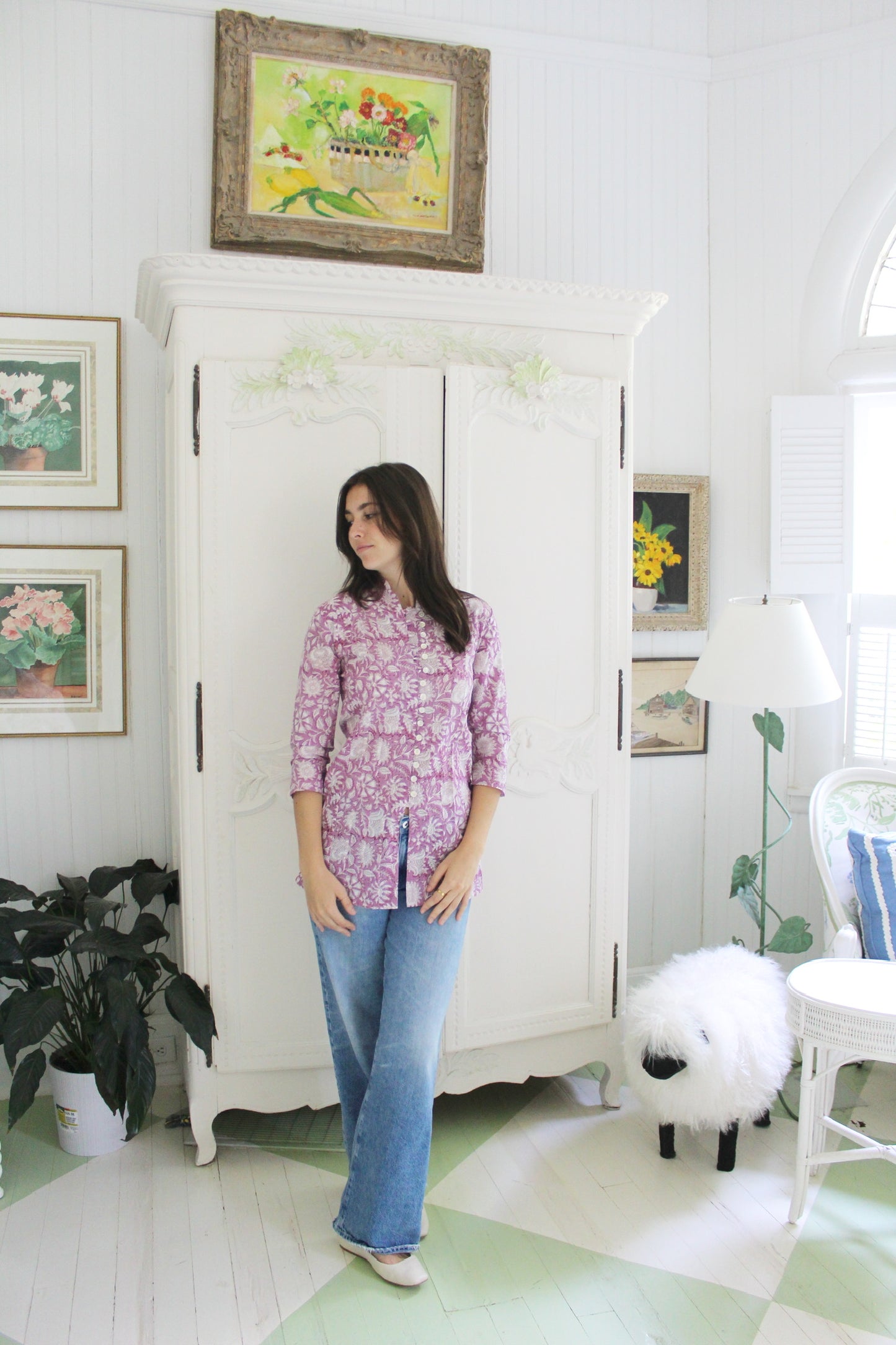 Palm Beach Tunic | Purple and White Floral - The Kemble Shop