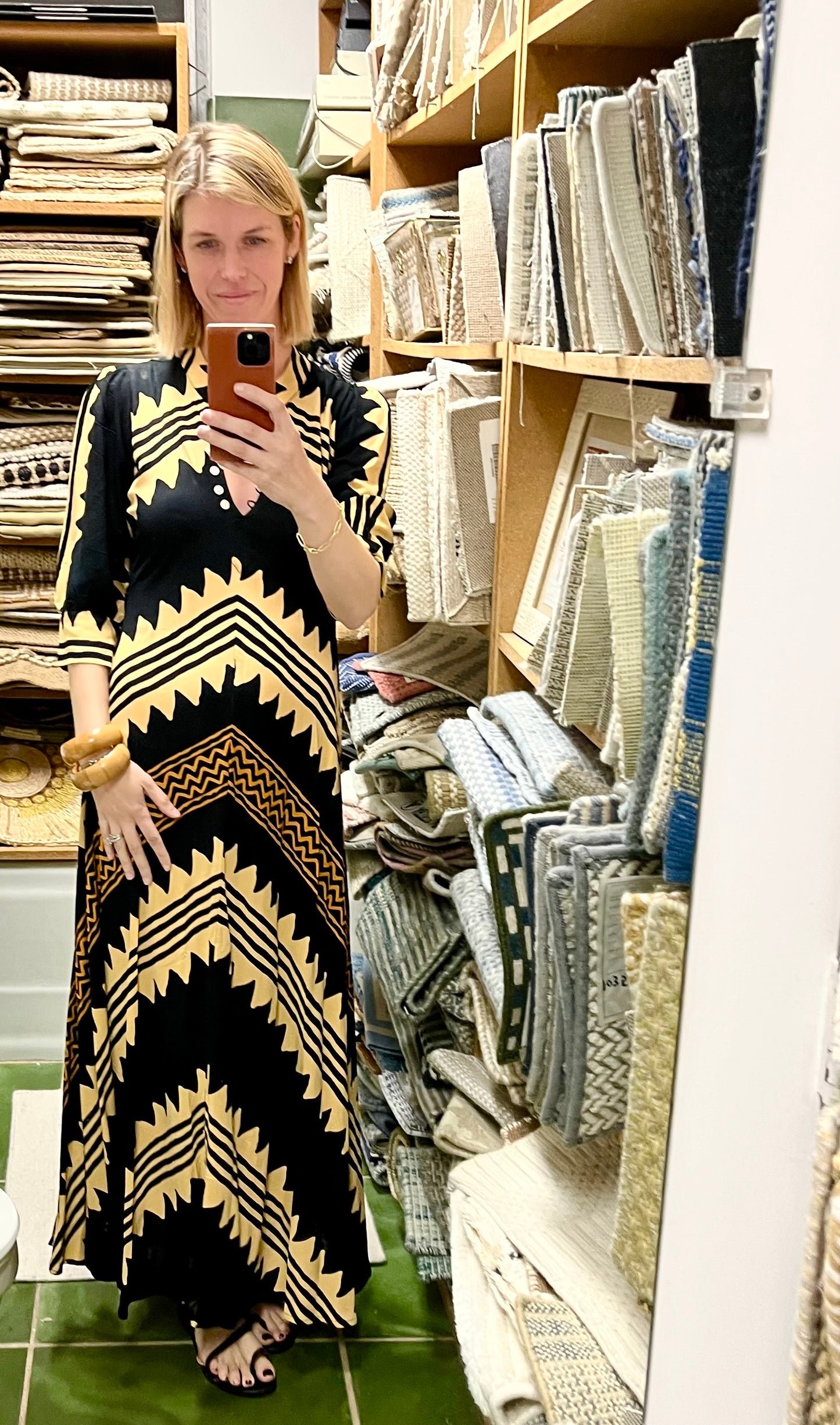 Walker & Wade | Daphne Dress | Khaki Zig Zag - The Kemble Shop