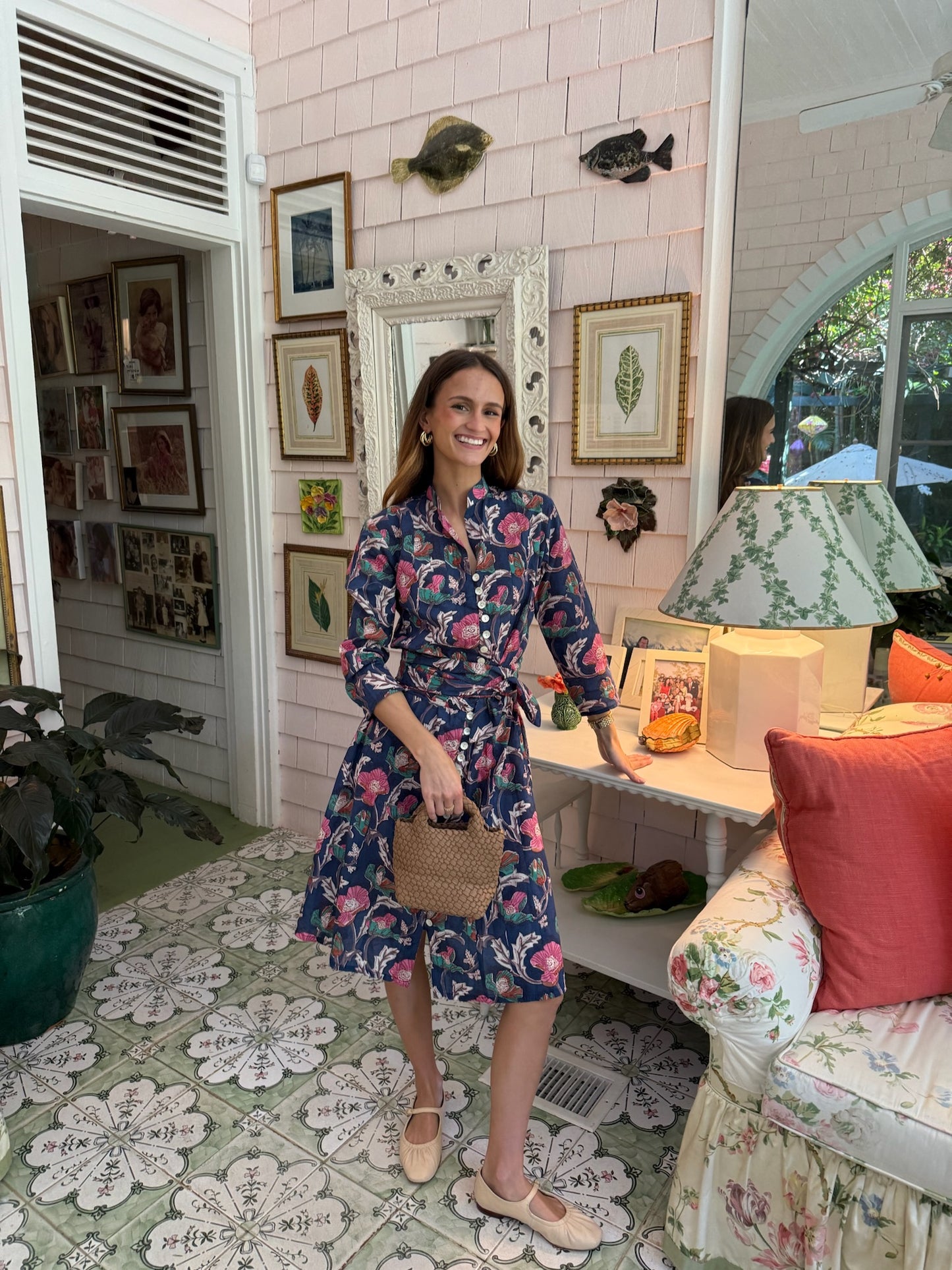 Palm Beach Midi Tunic Dress | Night Garden - The Kemble Shop