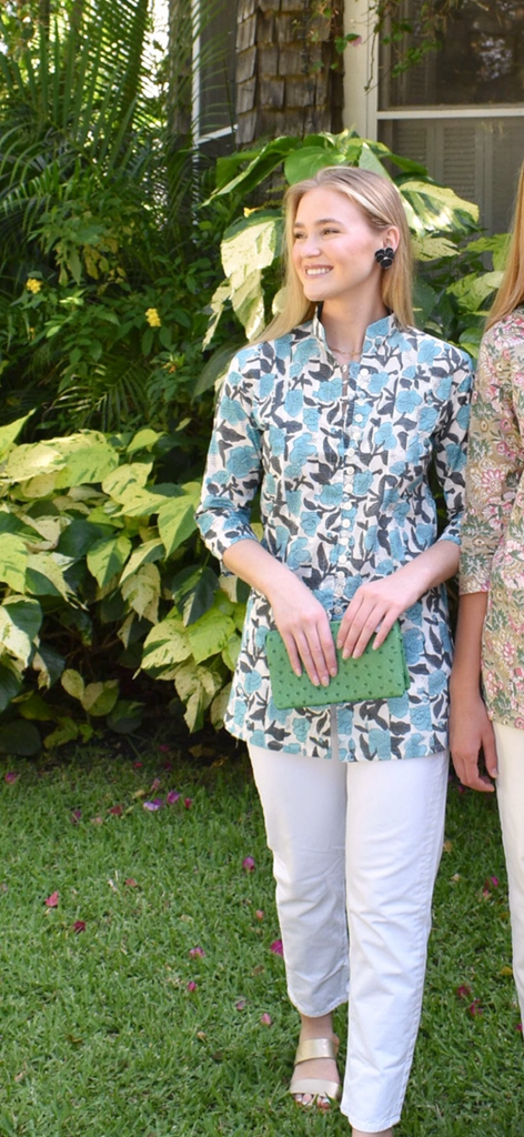 Palm Beach Tunic - Blue Hibiscus Valley - The Kemble Shop