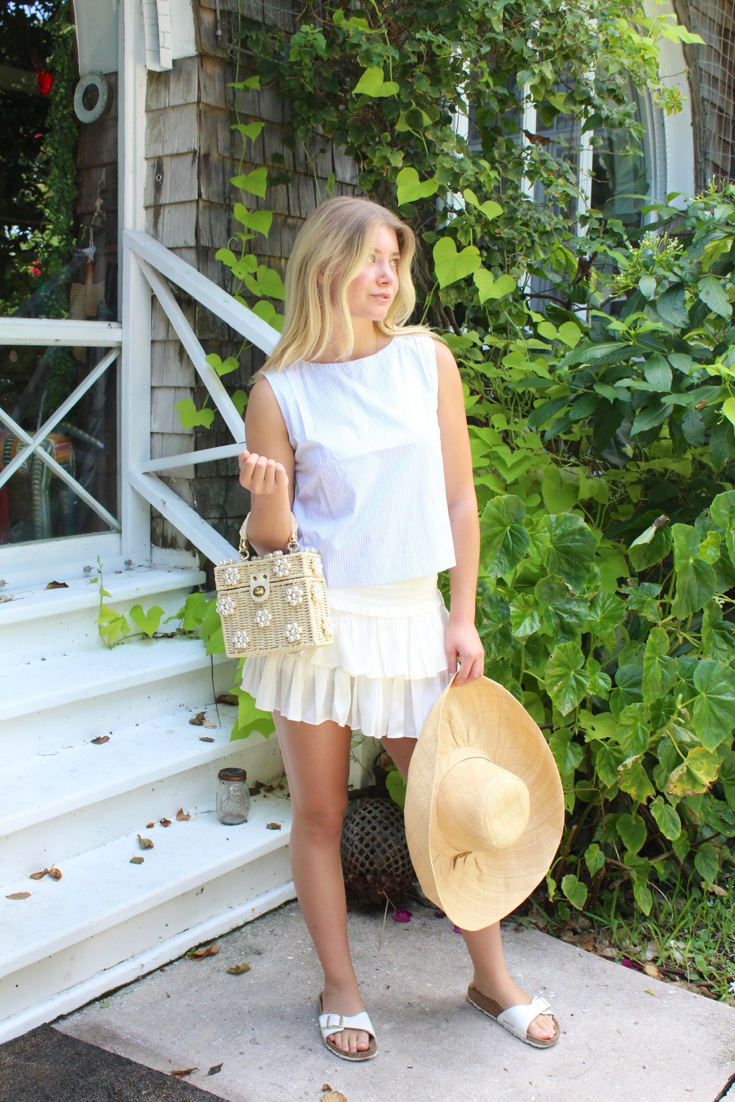Anna Top- Blue & White Striped - The Kemble Shop