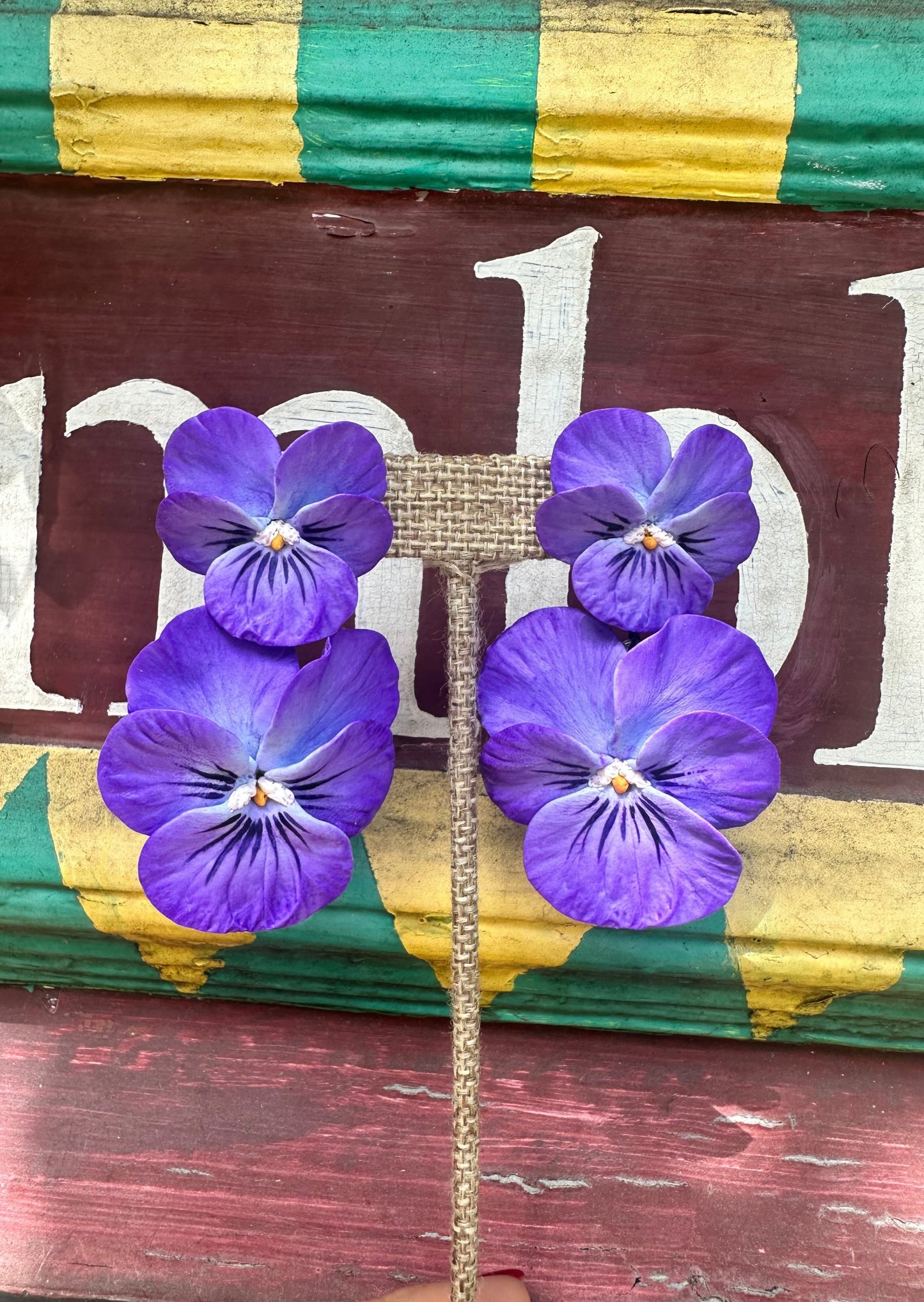 Purple Pansy Drop Earrings - The Kemble Shop