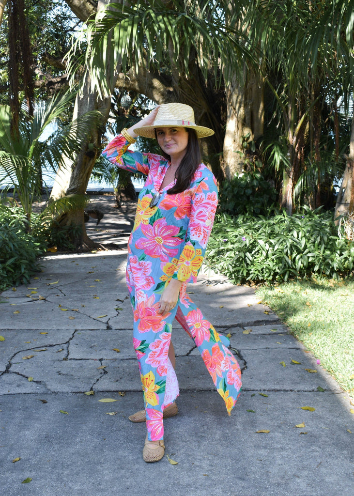 Seychelles Dress-Kaftan / Turquoise Fuschia - Walker & Wade - The Kemble Shop