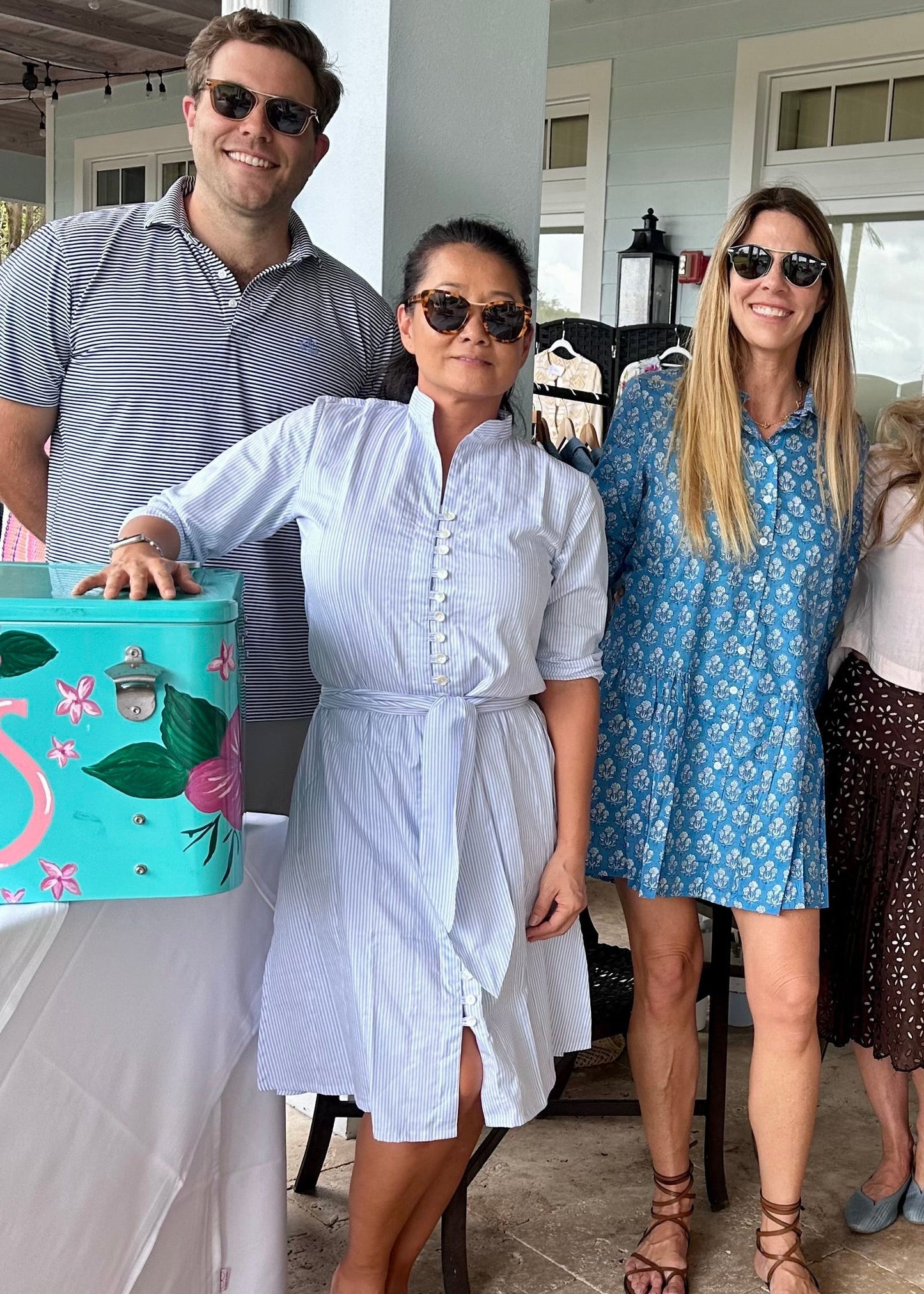 Palm Beach Tunic Midi Dress |  Blue Stripes - The Kemble Shop