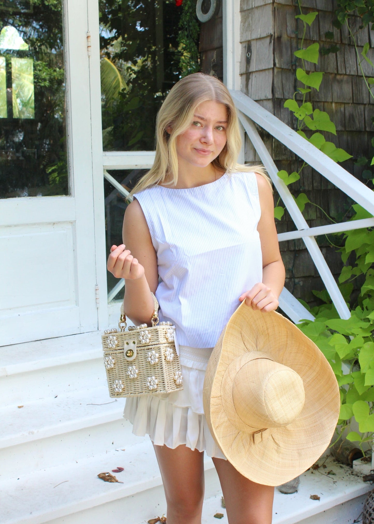 Anna Top- Blue & White Striped - The Kemble Shop