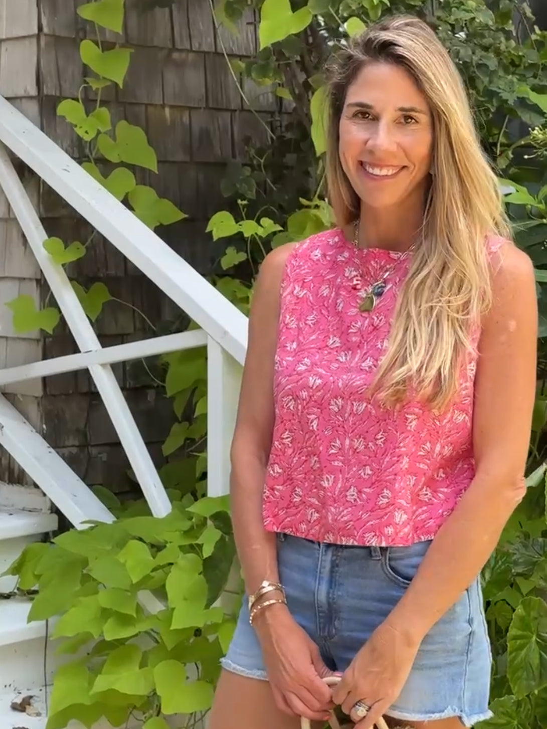 Anna Top- Deep Pink Floral - The Kemble Shop