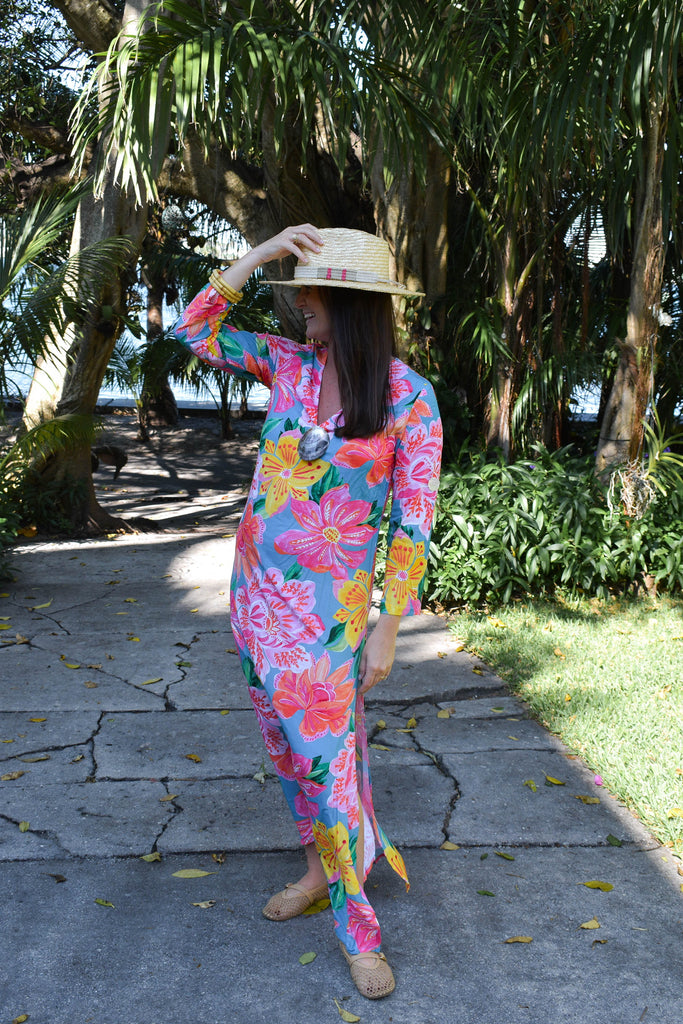 Seychelles Dress-Kaftan / Turquoise Fuschia - Walker & Wade - The Kemble Shop