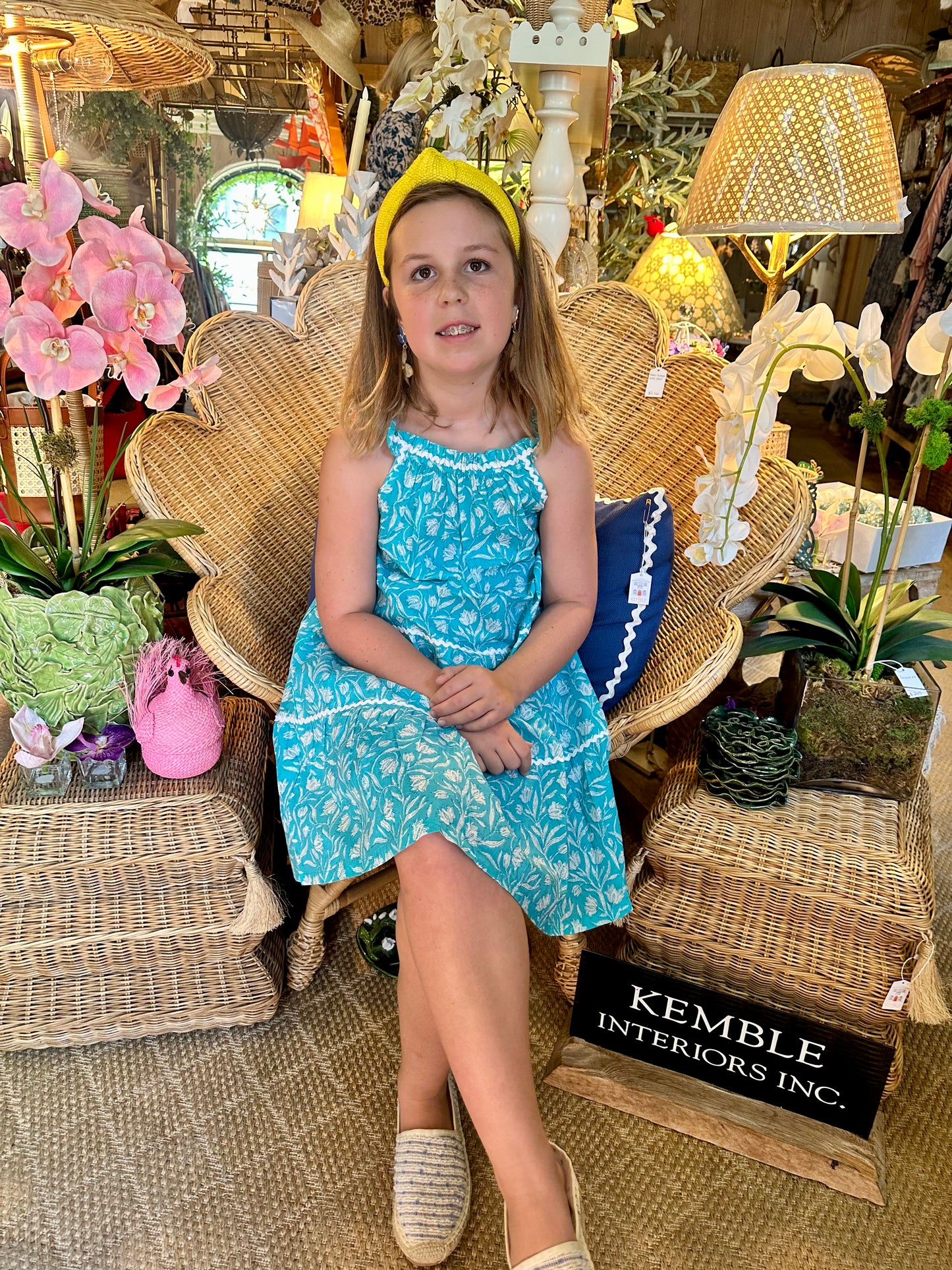 Girls Daisy Ric Rac Sundress  - Bright Blue - The Kemble Shop