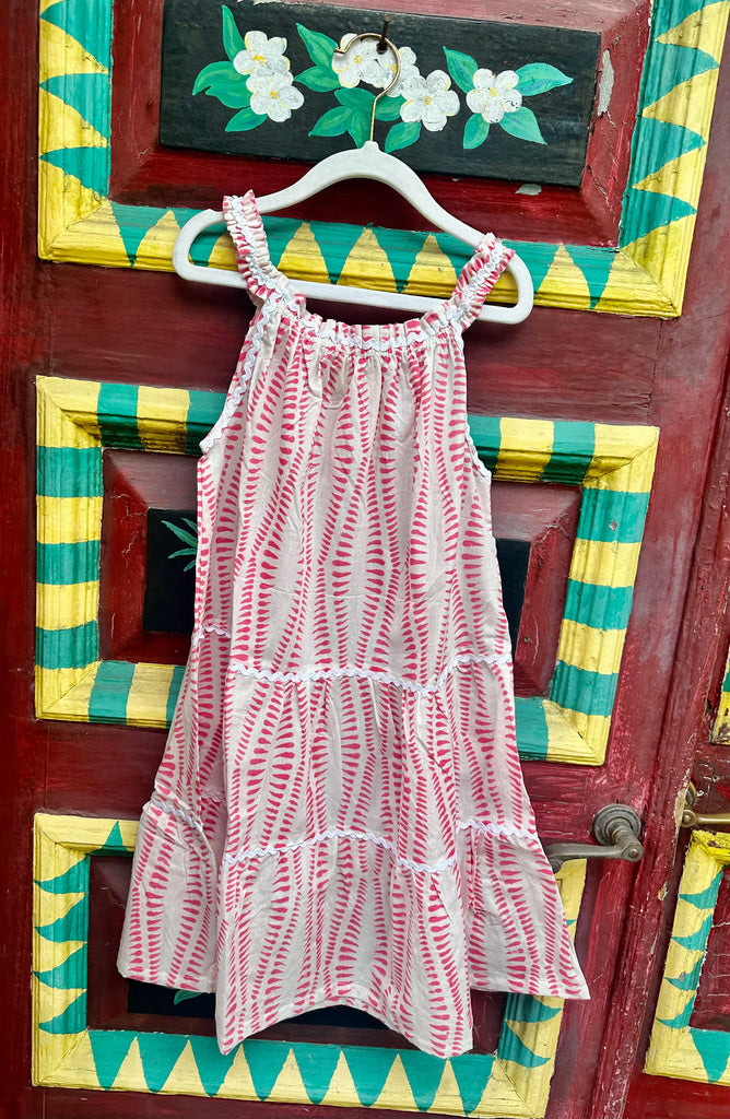 Girls Daisy Ric Rac Sundress  - Calypso Pink - The Kemble Shop