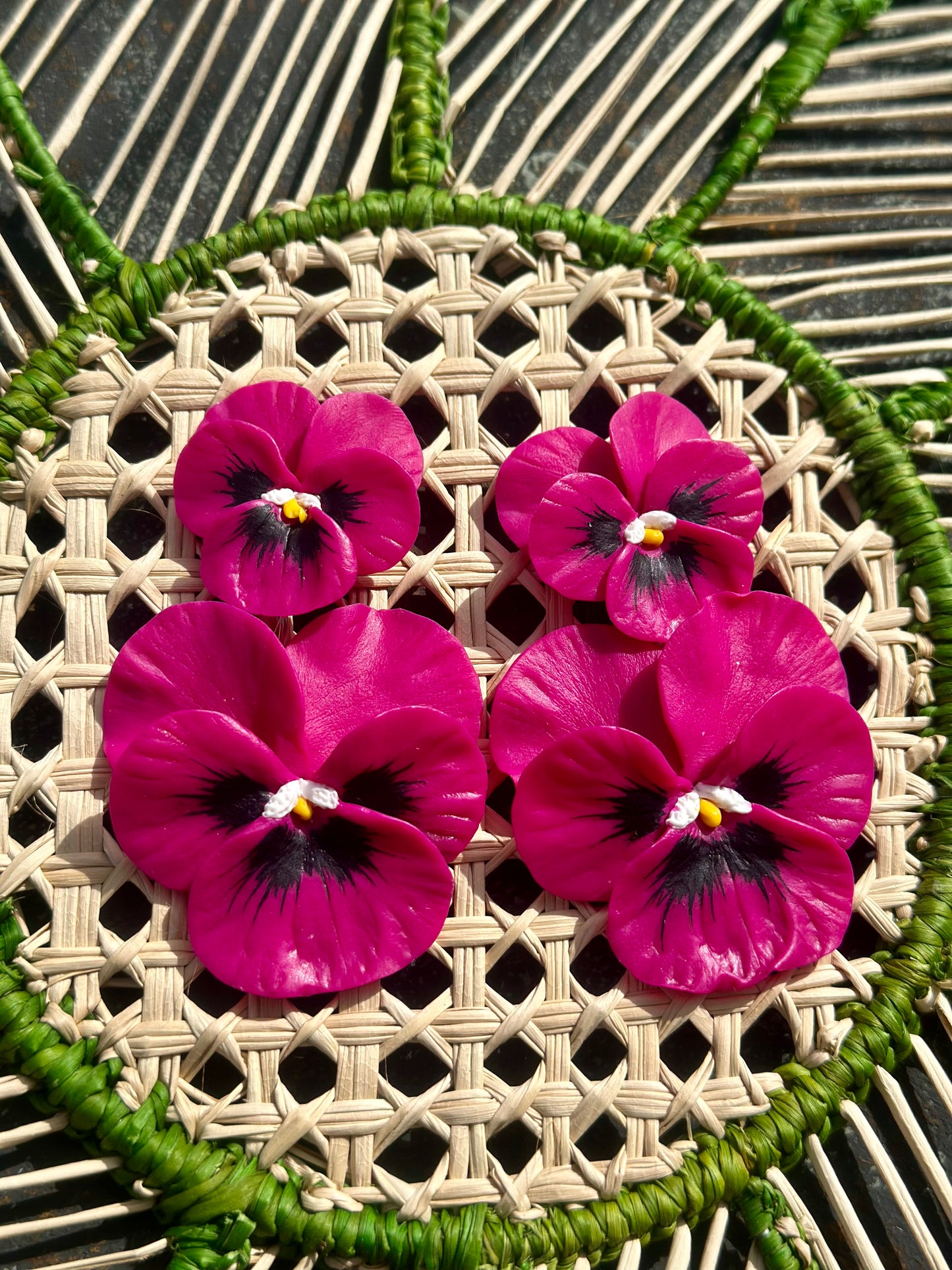 Magenta Pansy Drop Earrings - The Kemble Shop