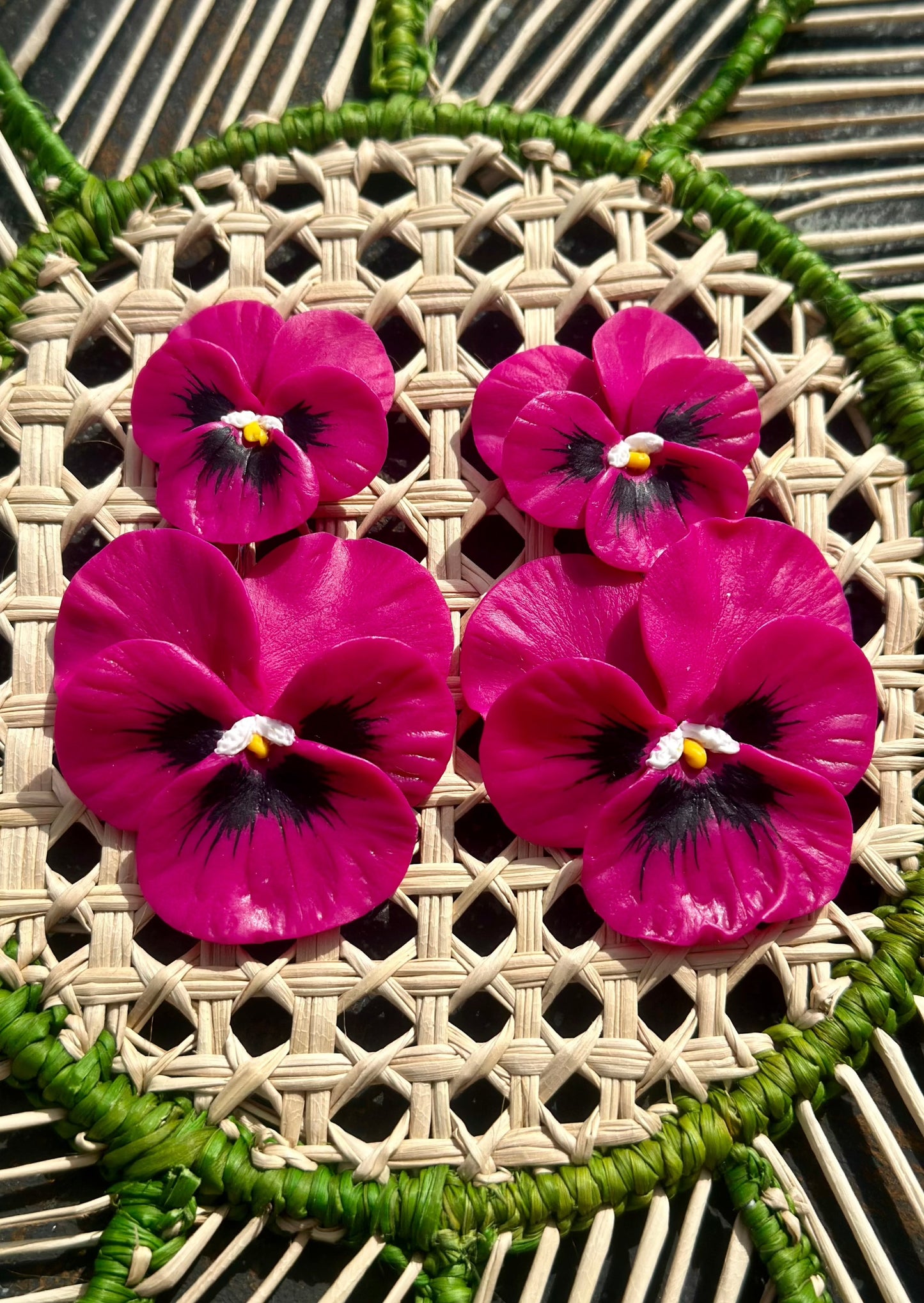 Magenta Pansy Drop Earrings - The Kemble Shop