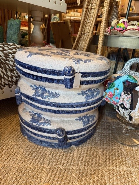 Garden Stool | Blue & White - The Kemble Shop
