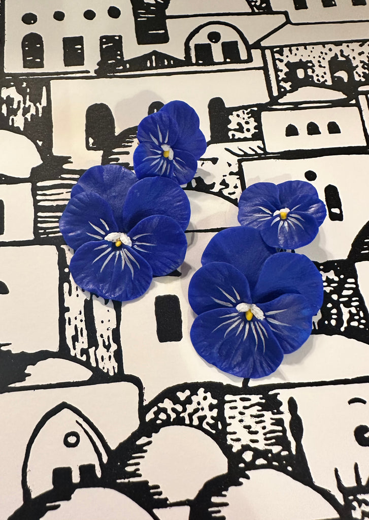 Blue Pansy Drop Earrings - The Kemble Shop