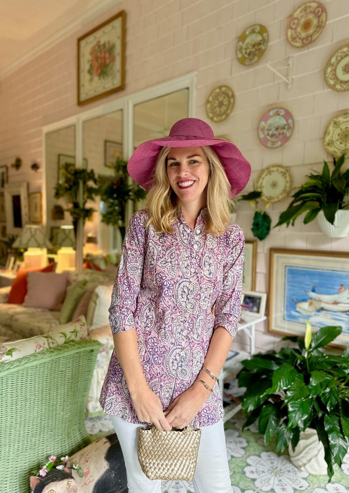 Paisely Purple & Pink Palm Beach Tunic - The Kemble Shop