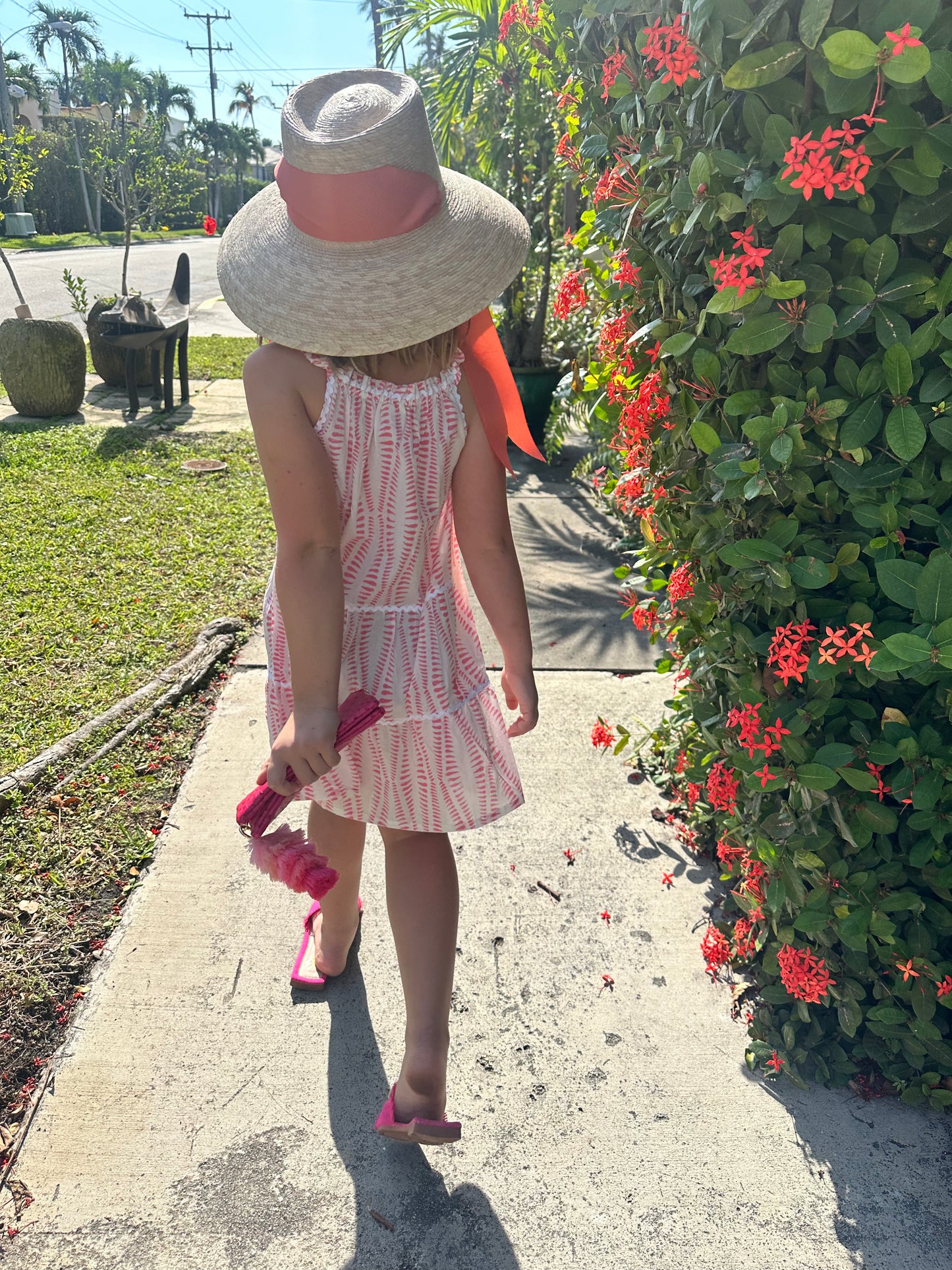 Girls Daisy Ric Rac Sundress  - Calypso Pink - The Kemble Shop