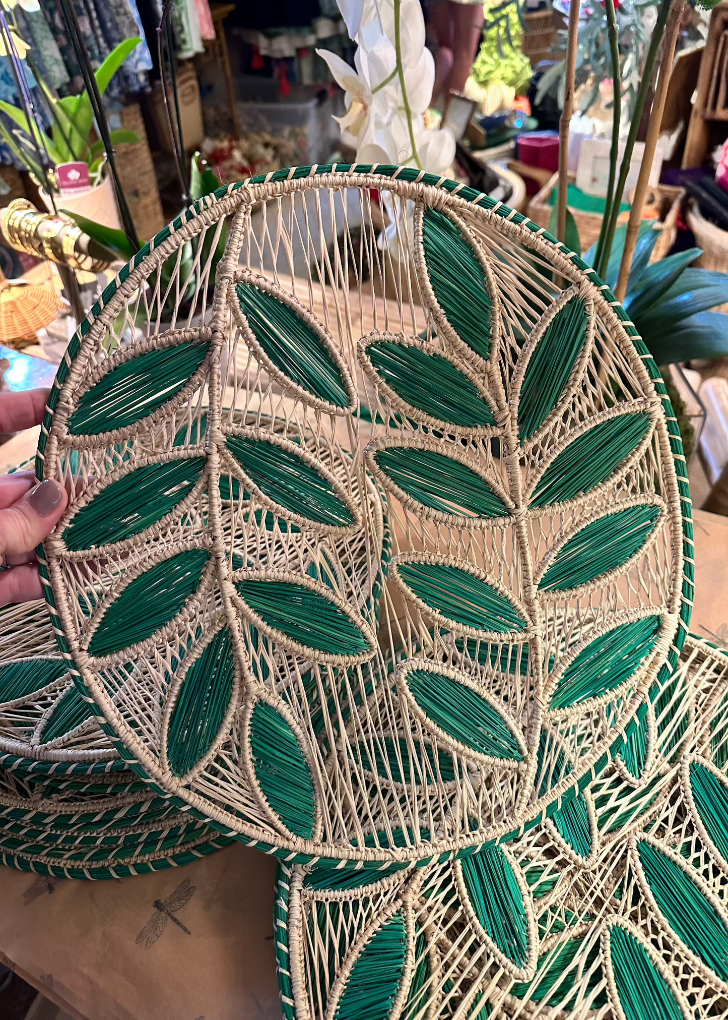 Green Fern Rattan Placemat - The Kemble Shop