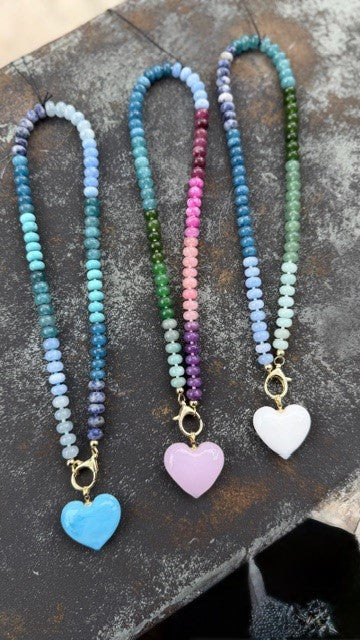 Idalia | Endless Summer Murano Glass Bauble Heart Necklace - White - The Kemble Shop