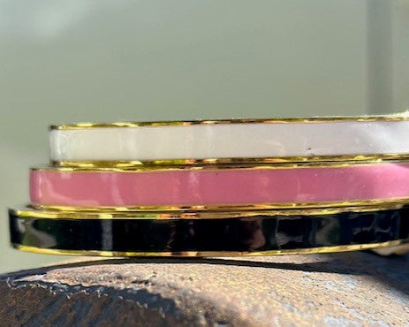 Idalia - Pink/White/Black Enamel Gold Cuffs - The Kemble Shop