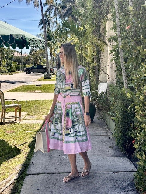 Mrs Maisel Dress / Pink and Blue Hermes - Dizzy Lizzie - The Kemble Shop