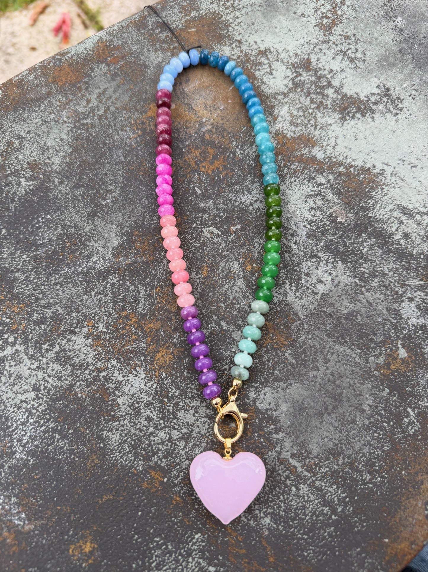 Idalia | Endless Summer Murano Glass Bauble Heart Necklace - Pink - The Kemble Shop