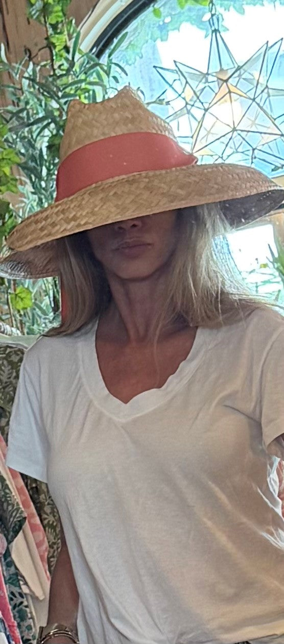 Sarah Bray Bermuda · Begonia Hat | Coral Ribbon - The Kemble Shop