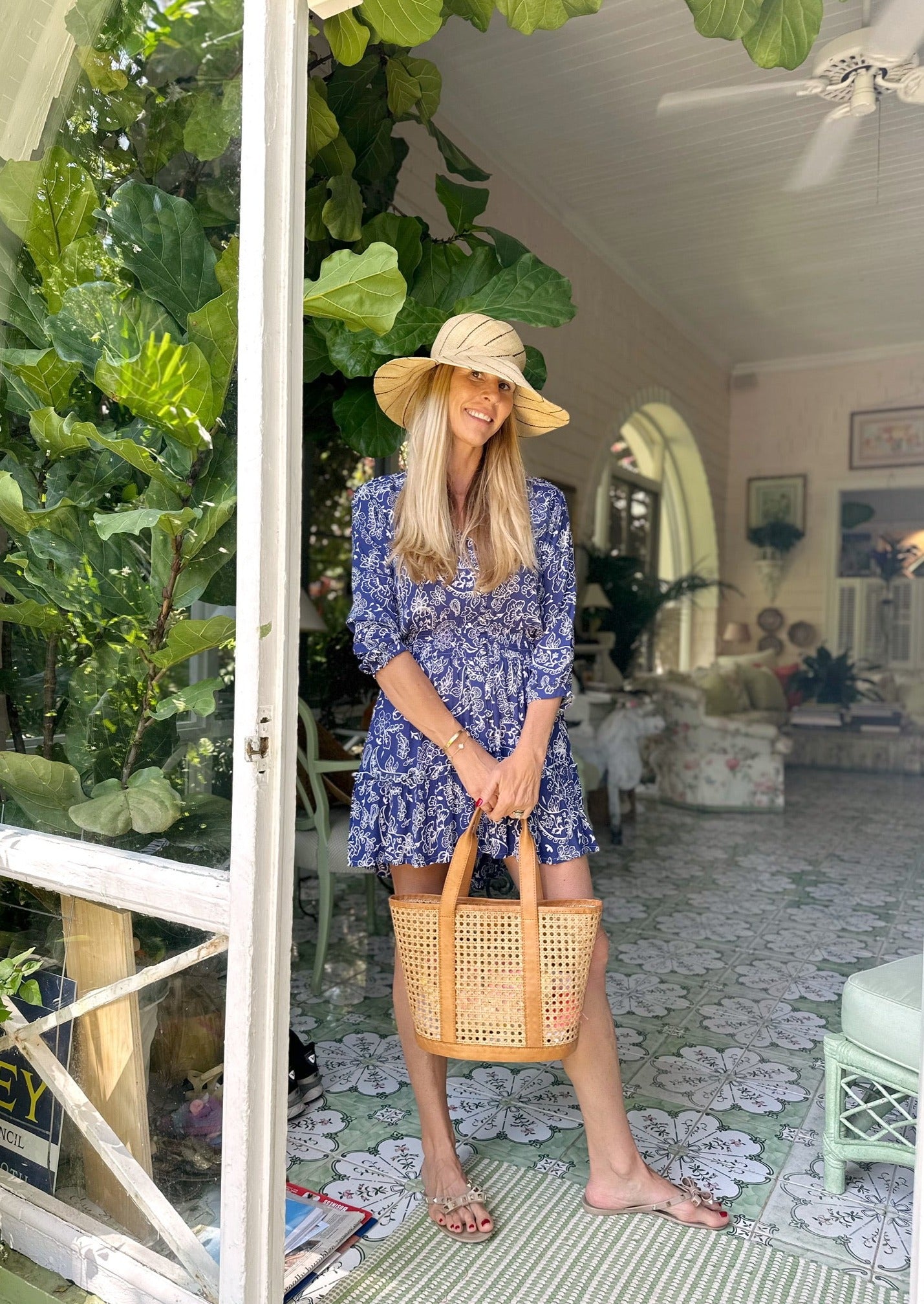 Navy Paisley Kelsey Dress Short - Walker & Wade - The Kemble Shop