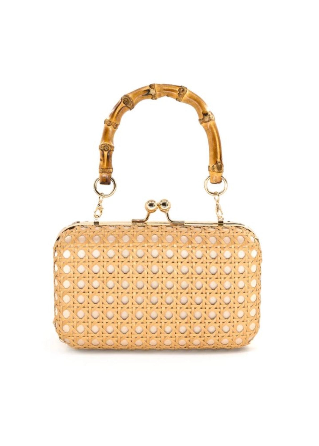 Cane Rattan Clutch with Bamboo Handle - The Kemble Shop
