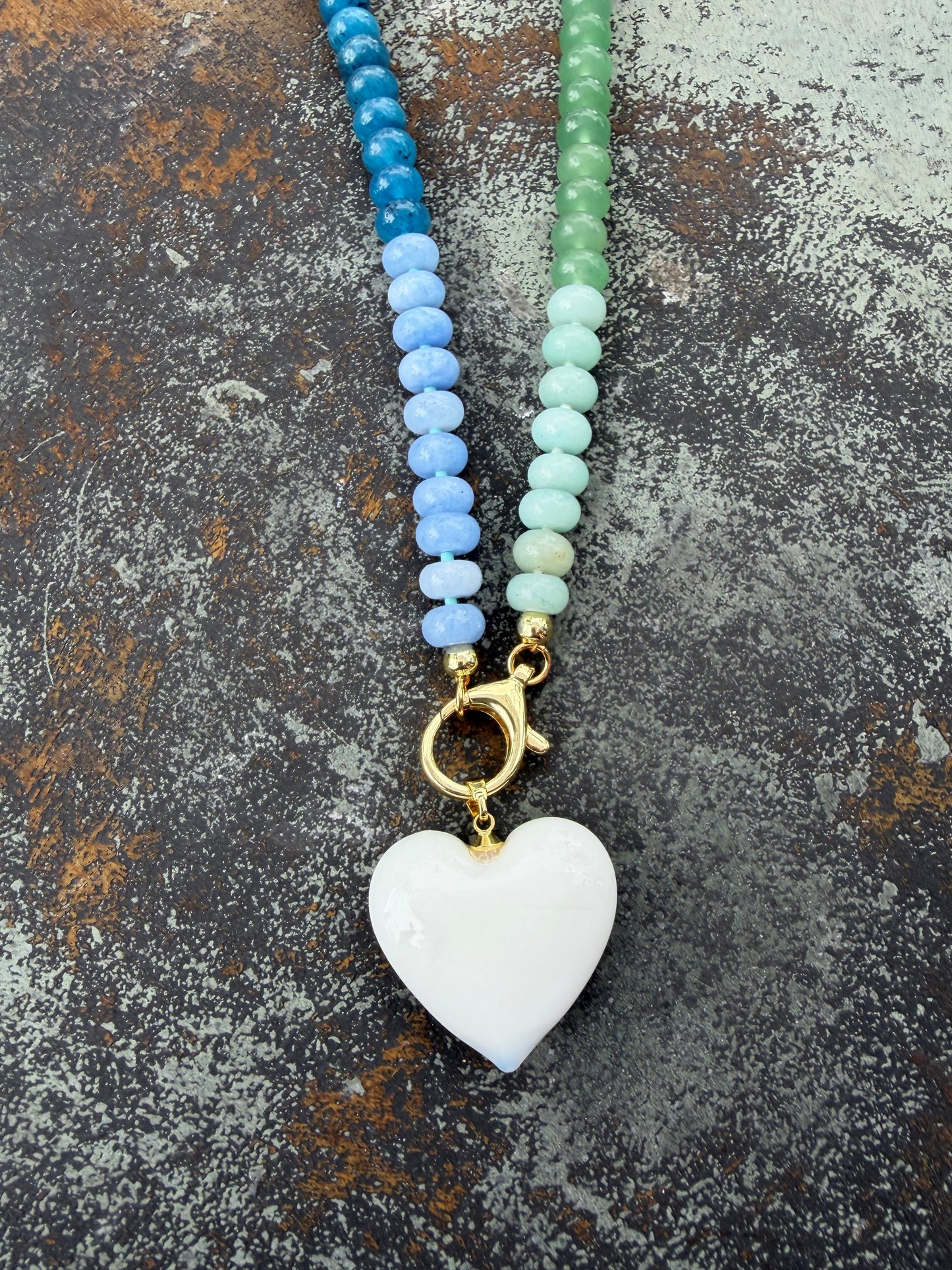 Idalia | Endless Summer Murano Glass Bauble Heart Necklace - White - The Kemble Shop