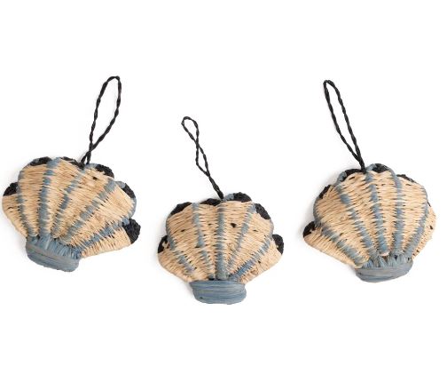 Blue and Coral Coastal Shell Ornaments - The Kemble Shop
