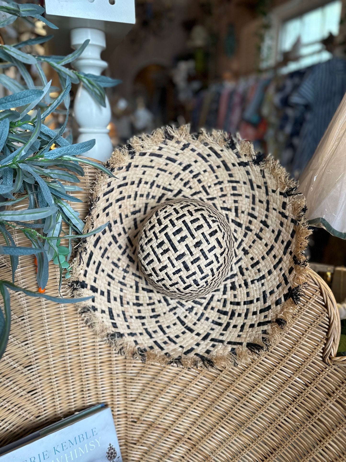 5" Natural & Black Woven Fringe Hat - The Kemble Shop
