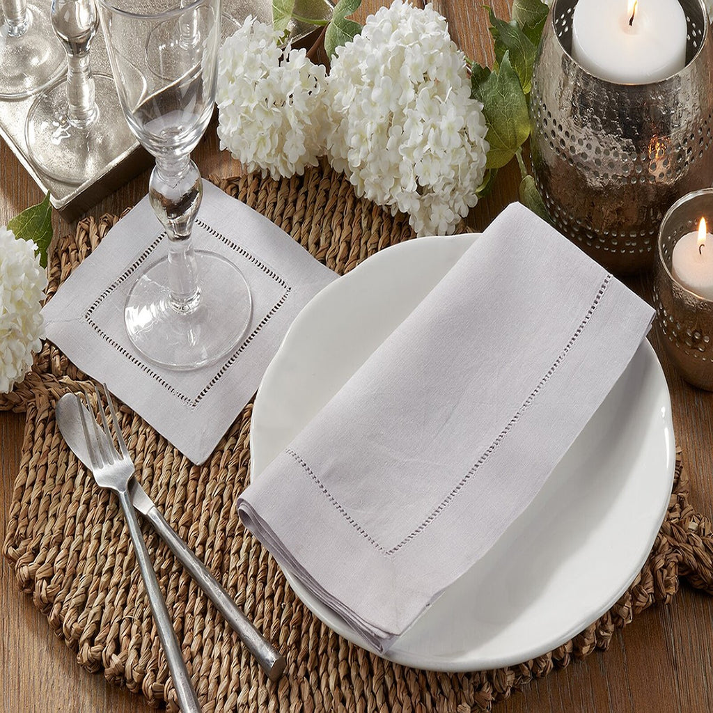 White Linen Cocktail Napkins (6) - The Kemble Shop