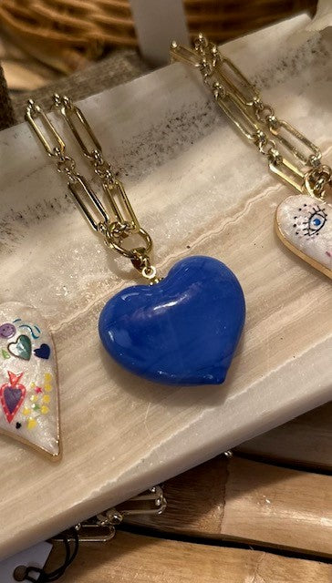 Bauble Heart Charm Necklace | Indigo - Idalia - The Kemble Shop