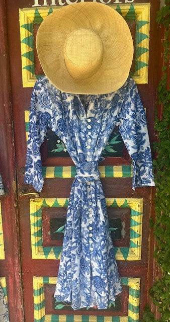 Blue Floral Symphony Palm Beach Midi Tunic Dress
