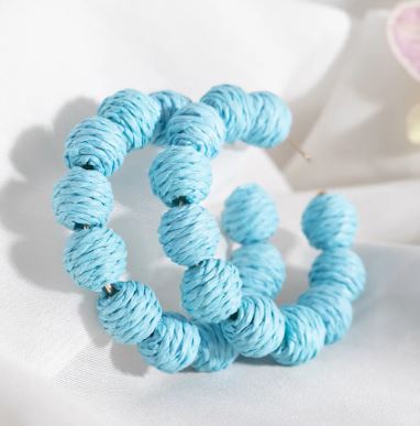 Blue Rattan Ball Hoops - The Kemble Shop