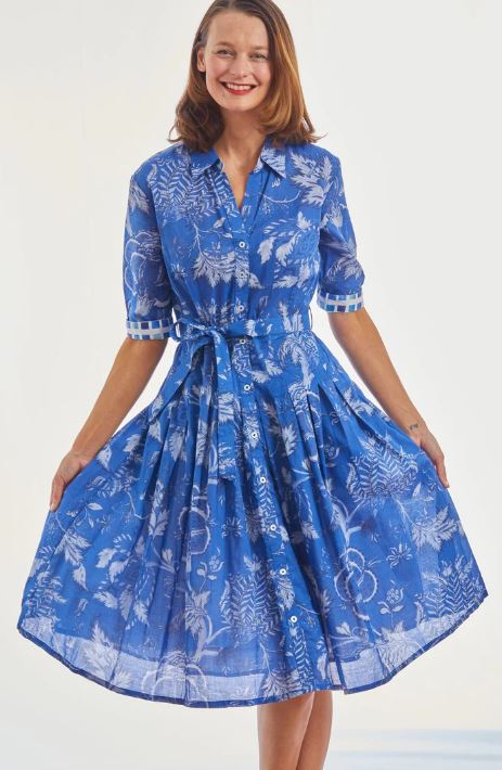 Mrs Maisel Dress / Navy Blue Toile - Dizzy Lizzie - The Kemble Shop