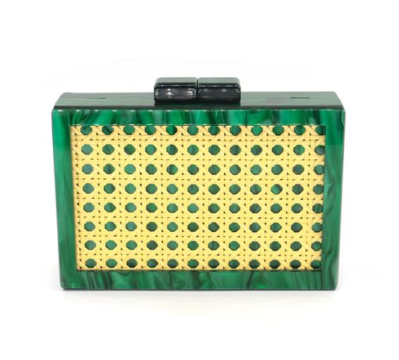 Bags & Totes - Green Cain Acrylic Box Clutch - The Kemble Shop