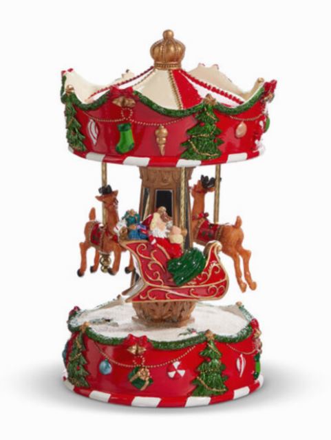 Animated Musical Santa's Sleigh Carousel 8.5" - The Kemble Shop
