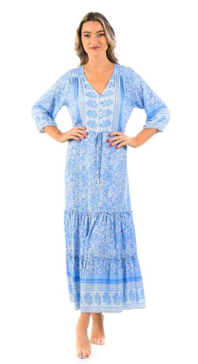 Sky Blue Florals Carrie Dress - Walker & Wade - The Kemble Shop