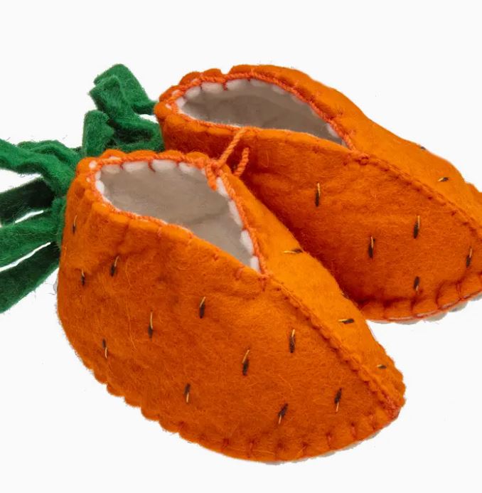 Felt Baby Shoes - Carrot - The Kemble Shop