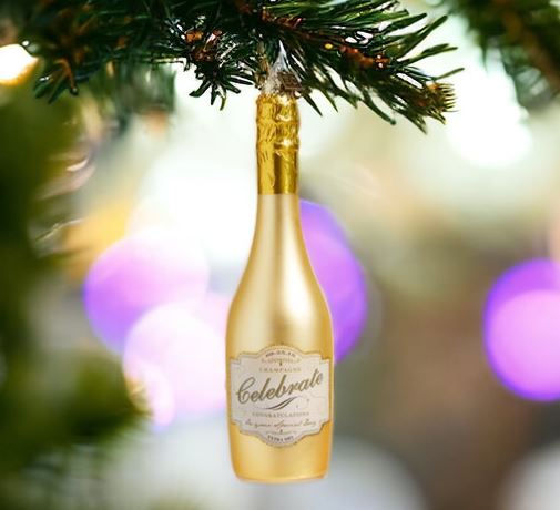 Congratulations Gold Champagne Bottle Ornament 5.75" - The Kemble Shop