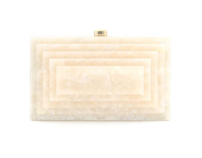 Acrylic Cream Marble Box Clutch