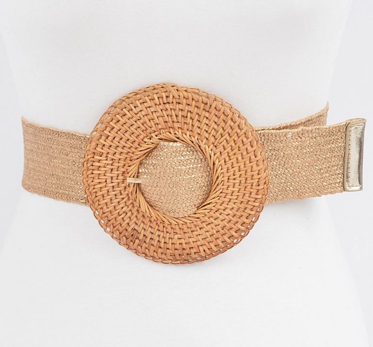 Woven Straw Rattan Buckle Belts