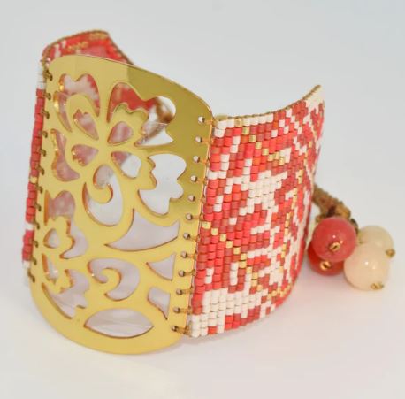Martha Duran - Orchid Bracelet 18 Kt. Gold Capri Beaded Bracelet - The Kemble Shop