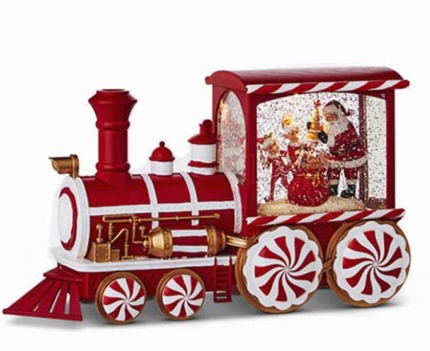 Peppermint Elves Musical Lighted Water Train - 12.5" - The Kemble Shop