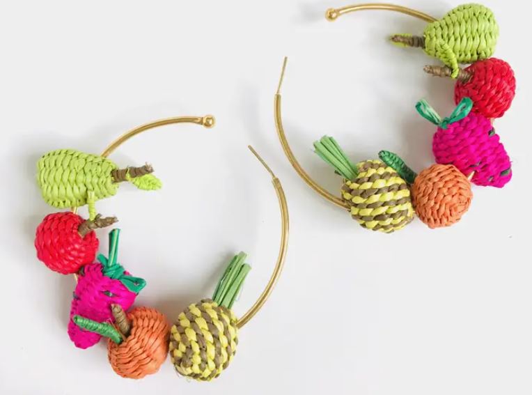 Rattan Fruit Hoop Earrings - The Kemble Shop