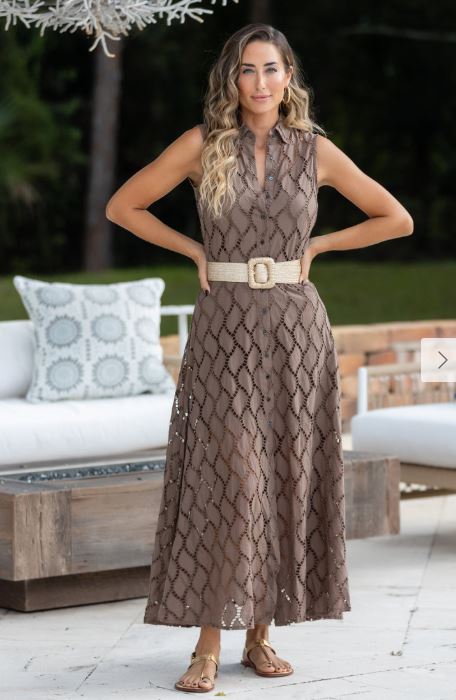 Walker & Wade | Whitney Dress | Brown Eyelet - The Kemble Shop