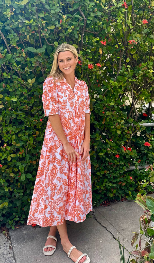 Orange Paisley Montauk Dress - Dizzy Lizzie - The Kemble Shop