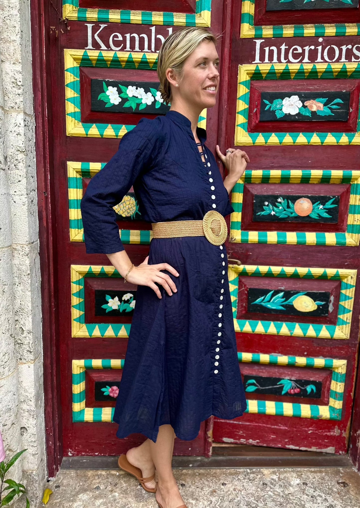 Palm Beach Midi Tunic Dress - Navy - The Kemble Shop