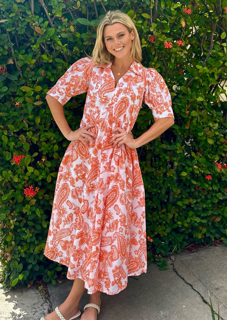 Orange Paisley Montauk Dress - Dizzy Lizzie - The Kemble Shop