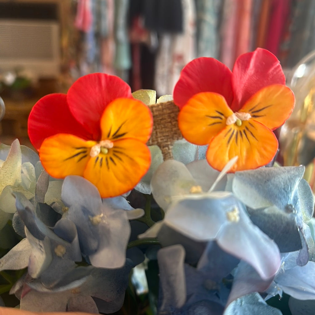 Pansy Earrings - Large Red-Orange Tangerine - The Kemble Shop